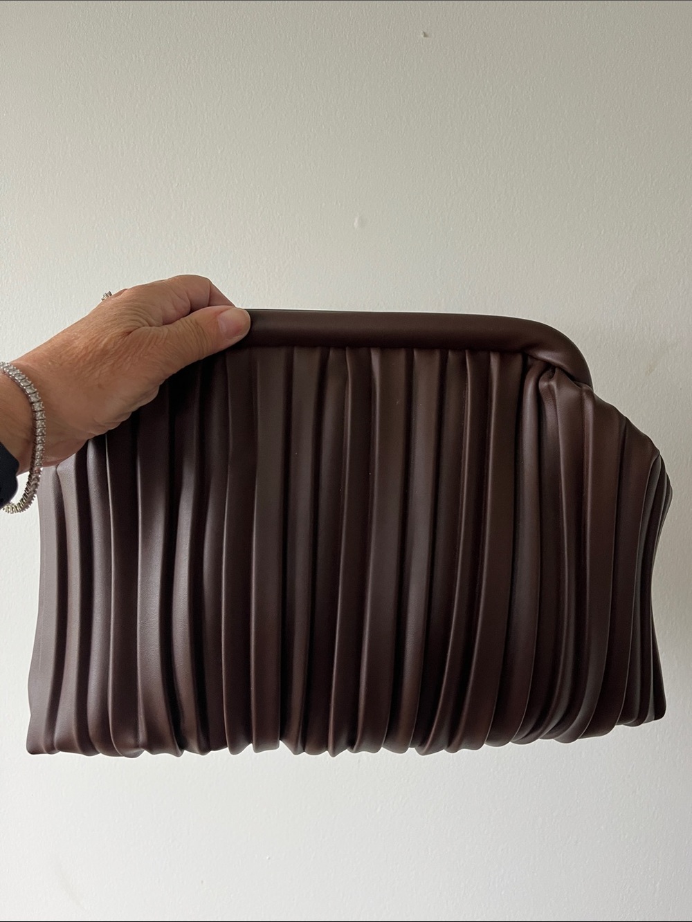 Simons Dark Brown Pleated Clutch